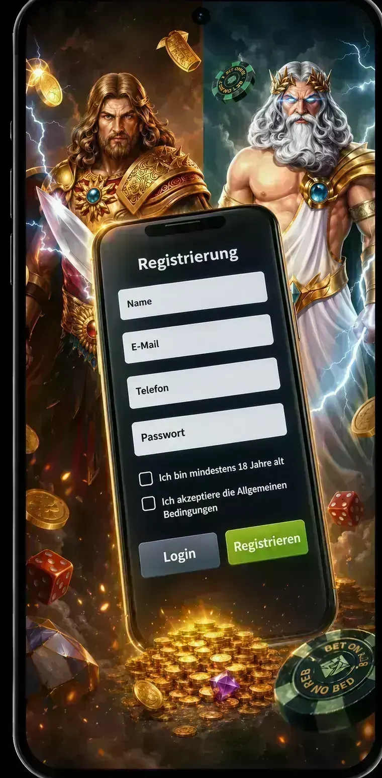 Bet on Red Casino Registrierungsansicht auf dem Smartphone